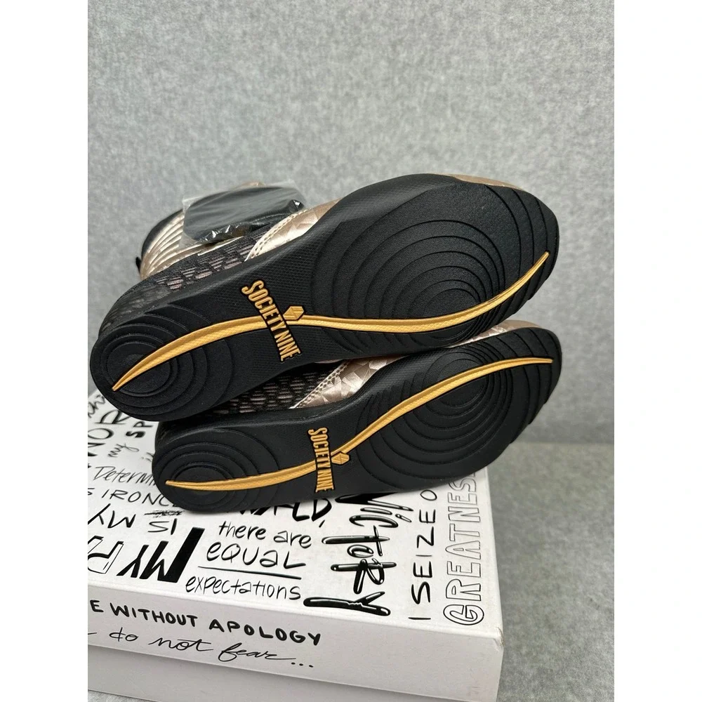 Society Nine EOS High Top Boxing Shoes Womens 8.5 Black Champagne‎ NEW
